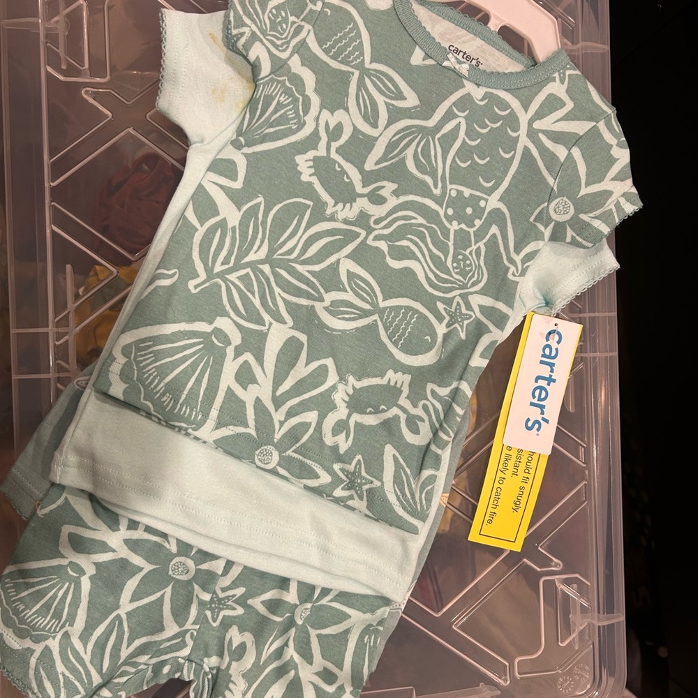 Carter's Sea Green and White Toddler Set